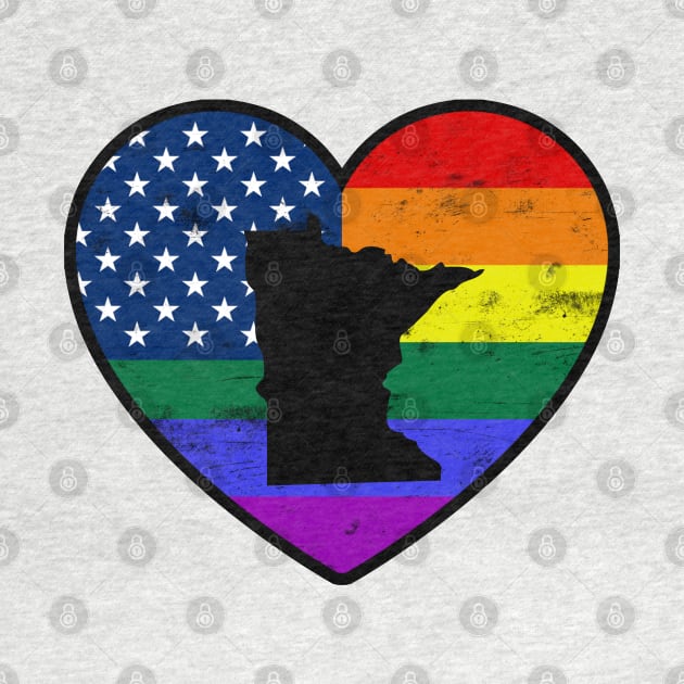 Minnesota United States Gay Pride Flag Heart by TextTees